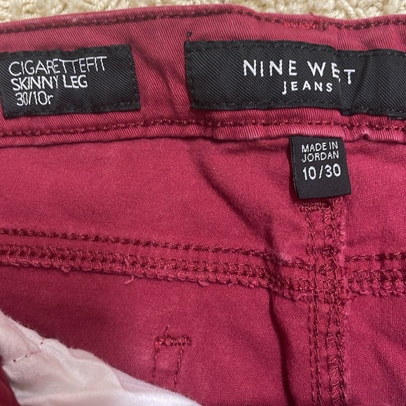 Nine West Cigarette Skinny Jeans Burgundy Red Cranberry Ankle Denim Sz 10 - Picture 5 of 12